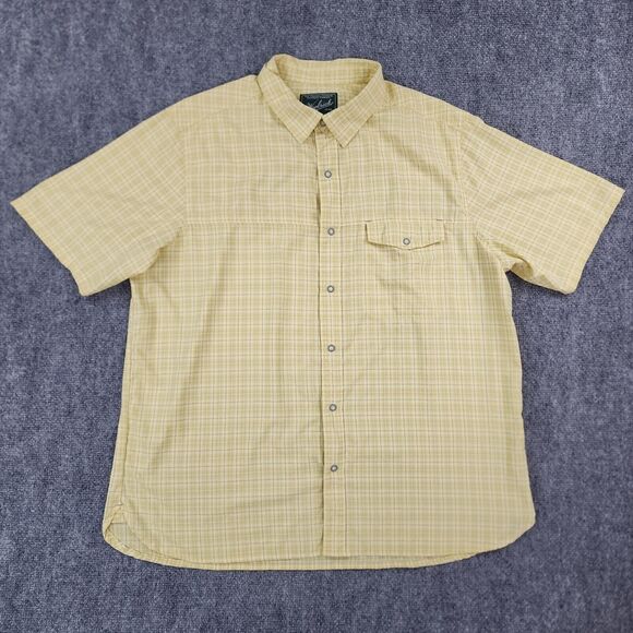 Woolrich Shirt Mens XL Yellow Plaid Seersucker Snap Front Button Hiking Pocket - Picture 2 of 16